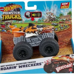 Mattel Hot Wheels Οχήματα Monster Trucks Με Φώτα Και Ήχους Roarin Wreckers Tiger Shark Truck (HDX62)