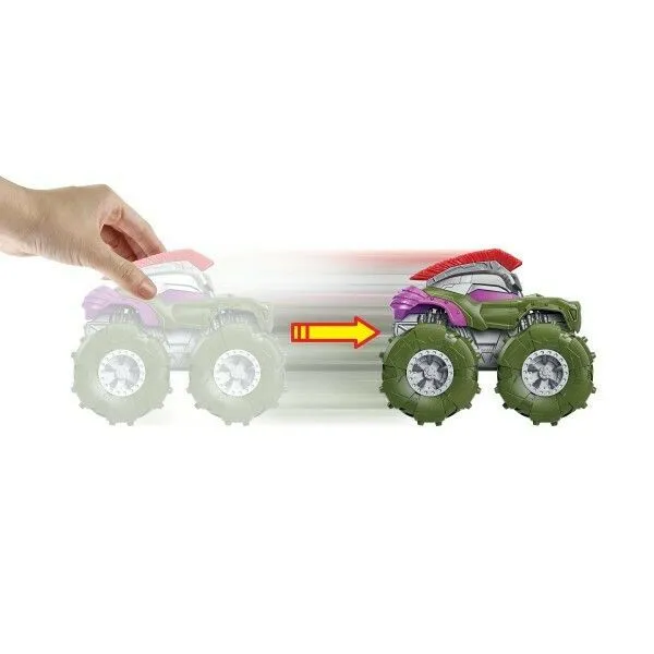 Mattel Hot Wheels Οχήματα Monster Trucks Rev Up 1:43 Twisted Tredz Hulk (GVK42) 2 Mattel Hot Wheels Οχήματα Monster Trucks Rev Up 1:43 Twisted Tredz Hulk (GVK42) - Image 2